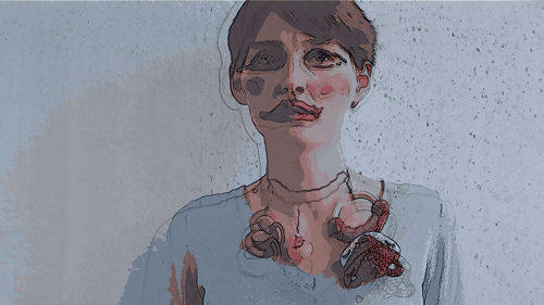 An die Wand gestellt